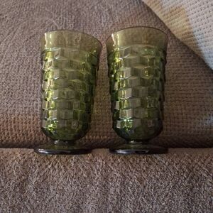 Indiana Glass Olive Hexagon Tumblers